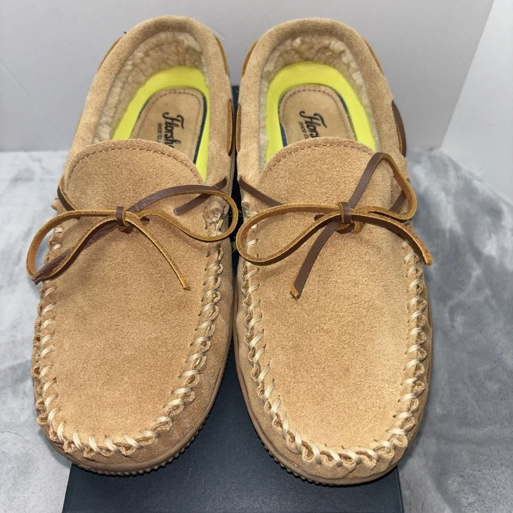 Men's Florsheim Slippers Size 10M Cozzy Tie Slipper Sand‎ Color UK 9 EUR 43 New